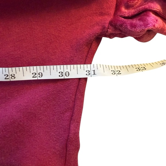 Free People Glorious Sweatshirt XS Bell Velvet Sleeves Oversized Cropped Maroon - Picture 12 of 14
